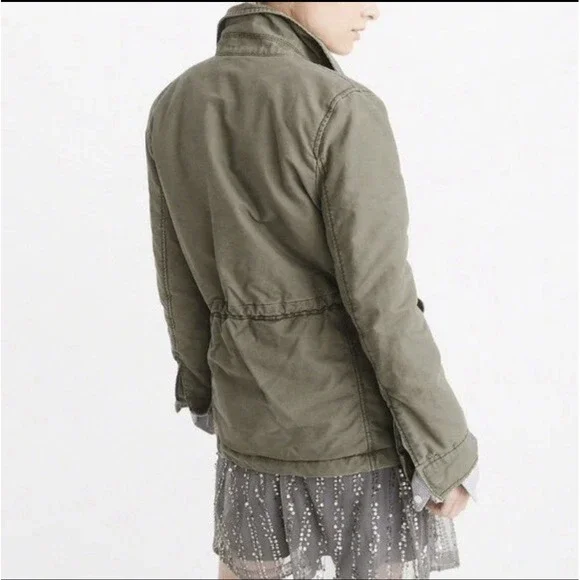 Abercrombie & Fitch A&F Womens Military Sherpa Lined OD Green Field Jacket Small - Picture 3 of 7